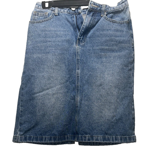 SHEIN Dresses & Skirts - SHEIN Women’s Blue Denim Midi Skirt Size Small US4 High Waist 5 Pocket Casual